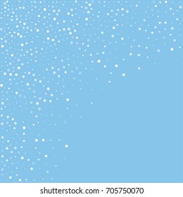 snow falling blue christmas background, winter snowflake sky vector illustration