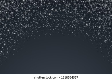 Snow falling Christmas background with black copy space. Vector Illustration.