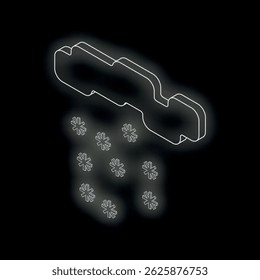 Snow falling from cloud isometric icon represents winter weather, precipitation, and cold temperatures