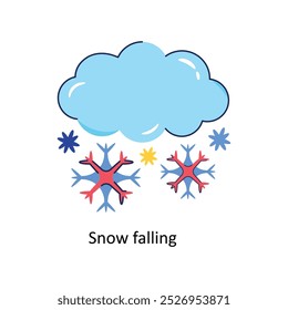 Snow falling doodle vector outline Sticker. EPS 10 file