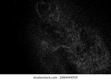 Snow falling effect overlay. White snowfall isolated on black background. Snowy blizzard. Rain drops. Abstract water pattern texture. Set vector illustration, EPS 10.  