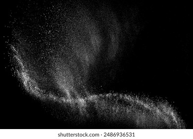 Snow falling effect overlay. White snowfall isolated on black background. Snowy blizzard. Rain drops. Abstract water pattern texture. Vector illustration, EPS 10.