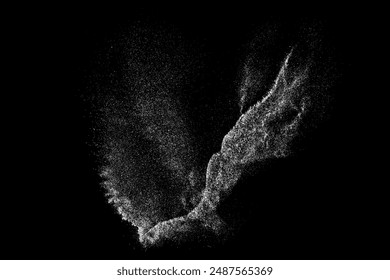 Snow falling effect overlay. White snowfall isolated on black background. Snowy blizzard. Rain drops. Abstract water pattern texture. Vector illustration, EPS 10.