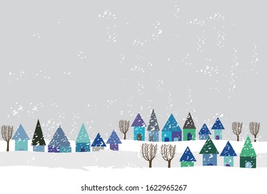Snow is falling in the fairyland. The house is warm and happy.