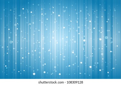 Snow falling and lines dropping on blue winter background.