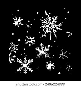 Snow falling on black background