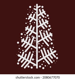 Schnee fällt auf die Äste des Weihnachtsbaumhintergrunds - Vorlagendesign