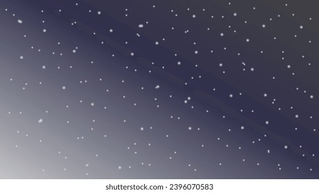 snow falling on a dark blue sky with a few stars