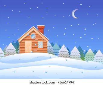 Forest Landscape Winter House Festive Christmas Stock Vector (Royalty ...