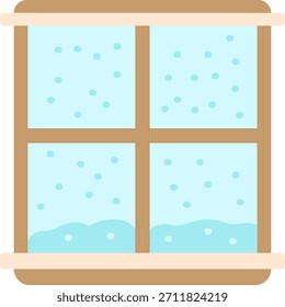 Nieve que cae fuera de la ventana