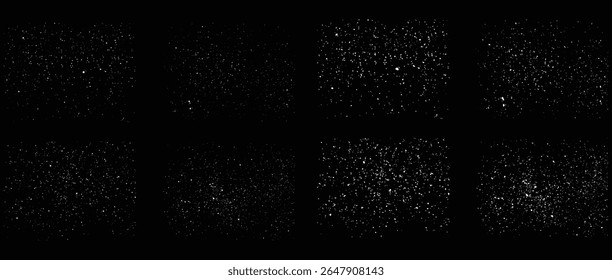 Snow falling set of isolated blizzard snowflakes background design