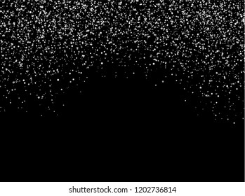 Snow falling from the sky on black background. Abstract Background. Glitter pattern for banner. Vector illustration for winter holidays.