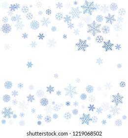 ilustración del vector en caída de nieve. Fondo de Navidad con copos de nieve. Decoración minimalista en blanco, tarjeta de felicitación. Fondo de vacaciones de Año Nuevo.