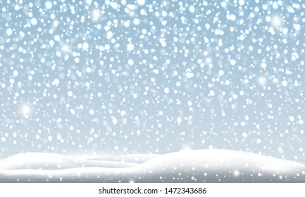 Snow falling in the winter Christmas background vector illustration