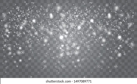 Snow falling winter snowflakes christmas new year design. Abstract snowflake background for your winter design.  White glitter snowflakes