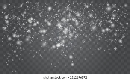 Snow falling winter snowflakes christmas new year design.  White glitter snowflakes falling down 