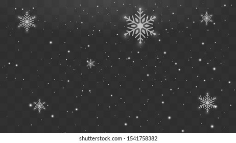 Snow falling winter snowflakes christmas new year design. Abstract snowflake background for your winter design. White glitter snowflakes falling down