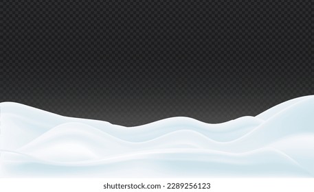 Concepto de campo de nieve. Símbolo de invierno y frío en el espacio de copias. Papel tapiz, colinas congeladas con textura de nevado y deriva de nieve. Dibujo vectorial plano de dibujos animados aislado en fondo transparente