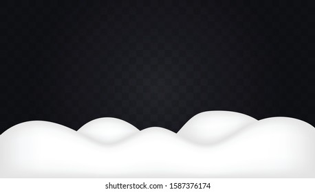 Snow field for decoration and covering on the transparent background. Concept of Merry Christmas and Happy New Year. Winter landscape with falling christmas shining beautiful snow. vector.