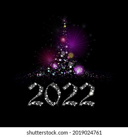Snow figures 2022. Merry Christmas. Christmas tree. Vector illustration