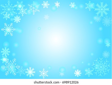 snow flake and bubbles wallpaper, blue background vector