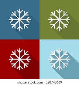 Snow Flake Flat Icons on Colorful Backgrounds