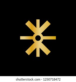 Snow flake golden ornament. Geometric vector logo template. Decorative design element