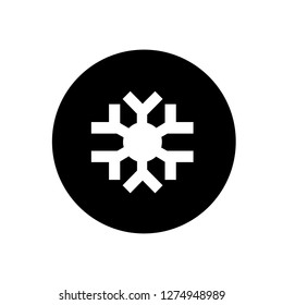 Snow flake icon in black circle. Vector Illustration