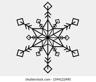 Snow flake icon line black vector 