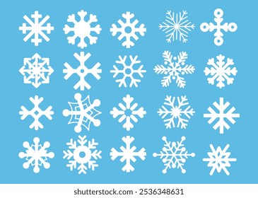 Conjunto de ícones de flocos de neve.Para celular e web. Contém ícones como neve, floco de neve, ornamento de Natal, web Decoration.minimalist e ícone de interface do usuário.