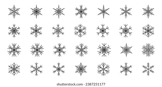 Snow flake icon vector illustration. Set of a snowflake on isolated background. Winter sign concept.