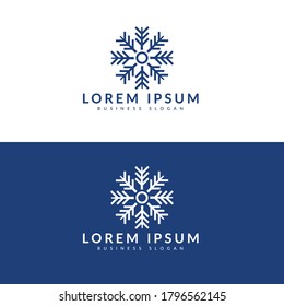 Snow Flake minimalist logo, Winter pattern snow ornament vector design.