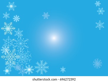 Snow flake on bright blue sky vector. background