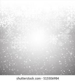 snow flake on grey background, christmas light background concept