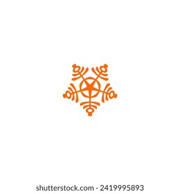 snow flake with orange color snowflake