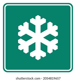 Snow Flake And Road Sign On White