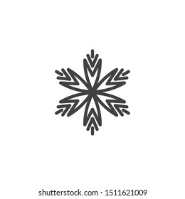 Snow flake shape line icon. linear style sign for mobile concept and web design. Ornate snowflake outline vector icon. Symbol, logo illustration. Vector graphics