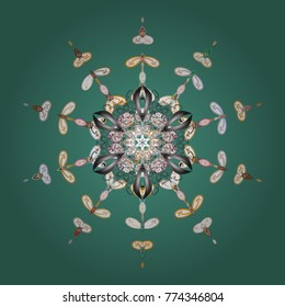 snow flake sign isolated green, gray and white colors. Symbol winter, frozen, Christmas, New Year holiday. Vector design. 