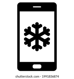 Snow flake and smartphone on white background