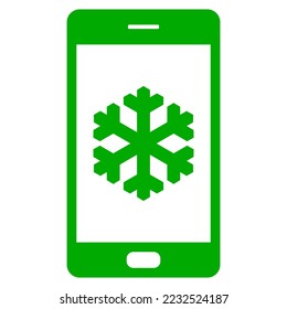 Flake de nieve y smartphone en blanco