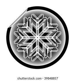snow flake sticker isolated on white, vector art illustration