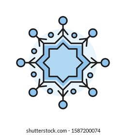 snow flake vector flat color line icon 