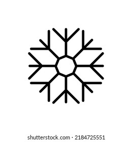 Flake de nieve. Ilustración vectorial de un símbolo de embalaje seguro para su uso a temperaturas bajas o frías, aislado en un fondo en blanco que se puede editar y cambiar de color. Perfecto para el código en el embalaje.
