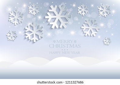 Snow flakes Christmas background snowdrift white vector