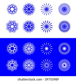 snow flakes collection, vector art illustration; easy to change colors