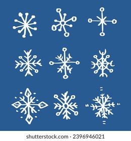 doodle de copos de nieve para postales y patrón de regalo
