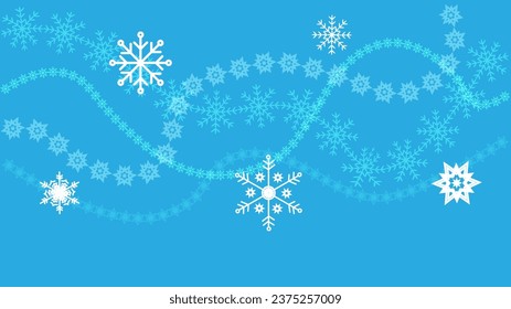 Snow flakes elements in light blue background. Use as background, wallpaper for Christmas and New Year season. Vector Illustration.