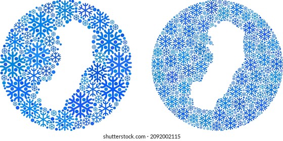 Snow flakes Espirito Santo State map mosaic designed with circle and stencil. Vector Espirito Santo State map mosaic of snow items in various sizes and blue color tints.