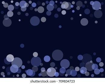 Snow flakes falling concept winter vector background border illustration. Falling snow vector confetti frame, Christmas or New Year background. Rich, Shiny Blue abstract snowflakes holiday decoration.
