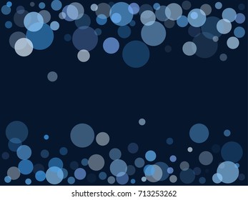 Snow flakes falling concept winter vector background border illustration. Falling snow vector confetti frame, Christmas or New Year background. Rich, Shiny Blue abstract snowflakes holiday decoration.